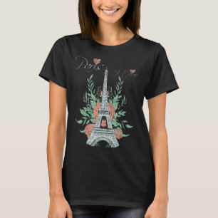 Paris Love Eiffel Tower Rose Parisian Souvenir Fre T-Shirt