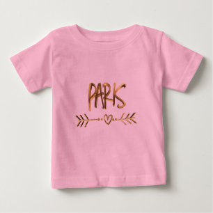Paris Love France Gold Look Typography Elegant Baby T-Shirt
