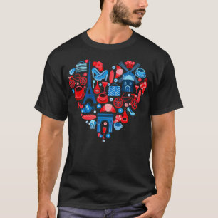 Paris Love Heart Eiffel Tower Artistry Cafe France T-Shirt