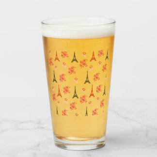 Paris Love Pattern – Eiffel Tower & Roses Seamless Glass