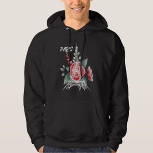 Paris Love Roses Eiffel Tower Souvenir France Fren Hoodie