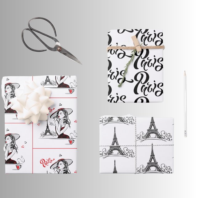Paris Lover Trio Wrapping Paper Sheet (Creator Uploaded)
