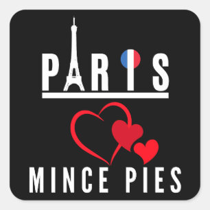 Paris Loves Mince Pies Cityscape Square Sticker