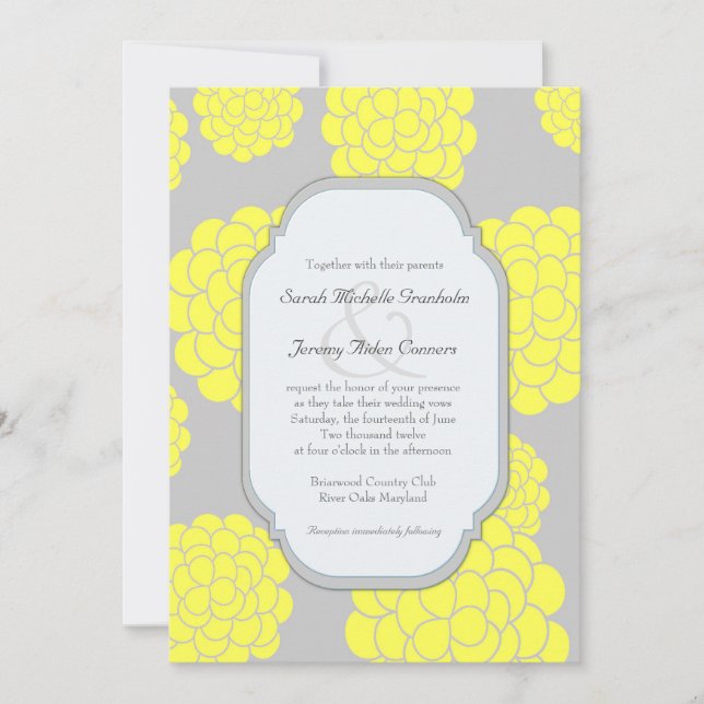 Paris Loves Yellow Flowers Affordable Wedding Invitation (Front)