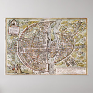 PARIS MAP, 1581 POSTER