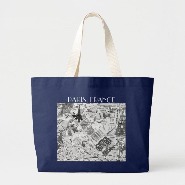 paris map large tote bag (Front)