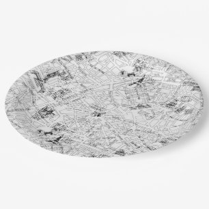 Paris Map Paper Plate