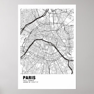 Paris Map Poster - France White Map 