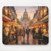 Paris Montmartre Evening Market Mouse Pad