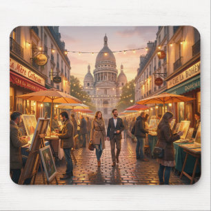 Paris Montmartre Evening Market Mouse Pad