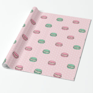 Paris Moon Macaron and polkadots Wrapping Paper