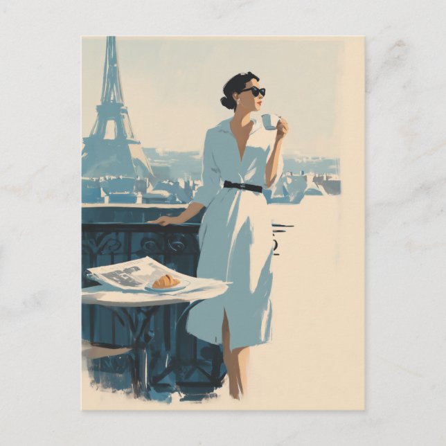 Paris Morning Coffee Elegance Postcard (Front)