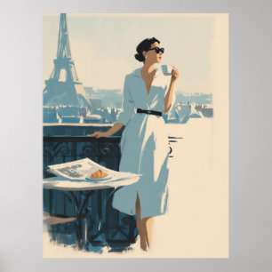Paris Morning Coffee Elegance Poster