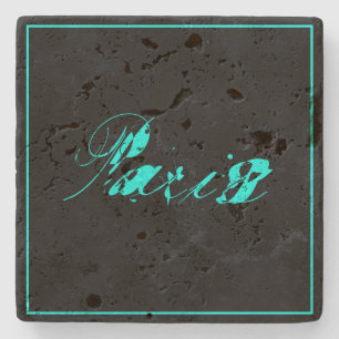 Paris – neon-blue stone coaster