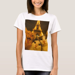 Paris Night Cat Selfie Squad Lover T-Shirt
