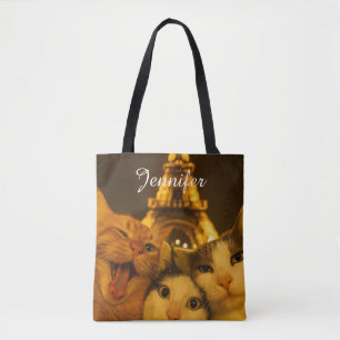 Paris Night Cat Selfie Squad Lover                 Tote Bag
