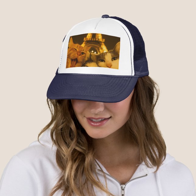 Paris Night Cat Selfie Squad Lover                 Trucker Hat (In Situ)