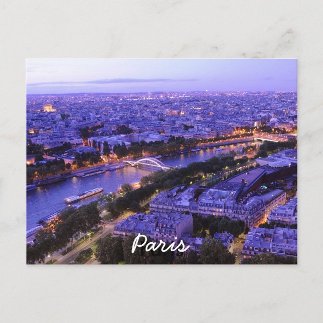 Paris night seine, Paris, France Postcard (Front)