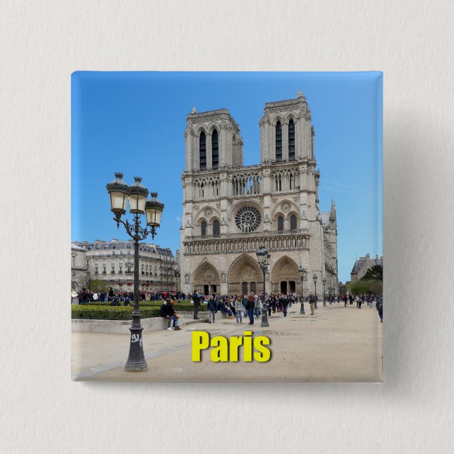 PARIS Notre Dame 15 Cm Square Badge (Front)