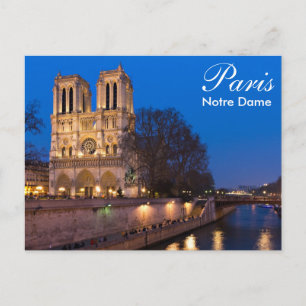 Paris - Notre Dame at night postcard