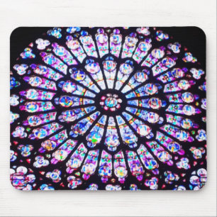 Paris Notre Dame stained glass - The Rose Window Mouse Pad