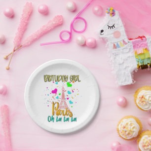 Paris Oh Lala Birthday Girl Eiffel Tower Matching  Paper Plate