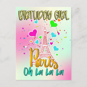 Paris Oh Lala Birthday Girl Eiffel Tower Matching  Postcard