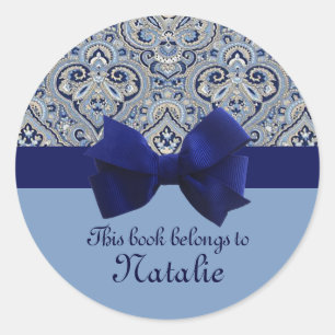 Paris Paisley Indigo 2 Classic Round Sticker