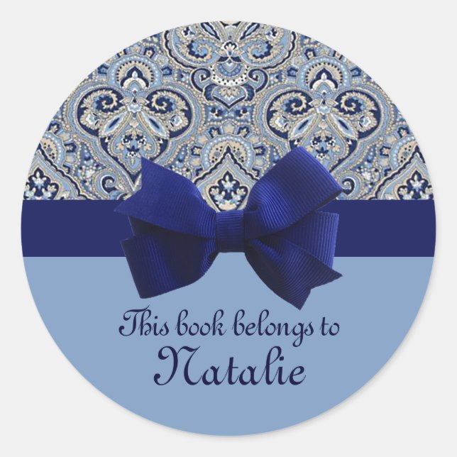 Paris Paisley Indigo 2 Personalised Sticker (Front)