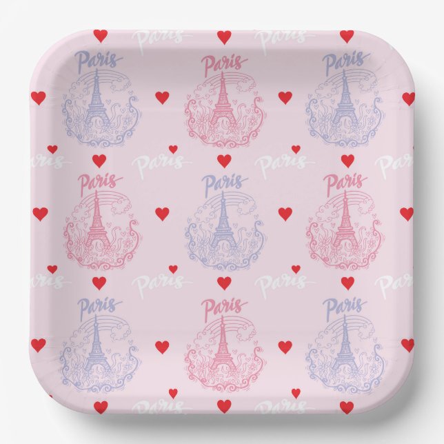 Paris Paper Plates, Eiffel Tower Party Plate (Front)