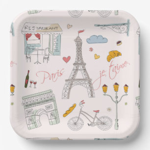 Paris Paper Plates, Eiffel Tower Party Plate