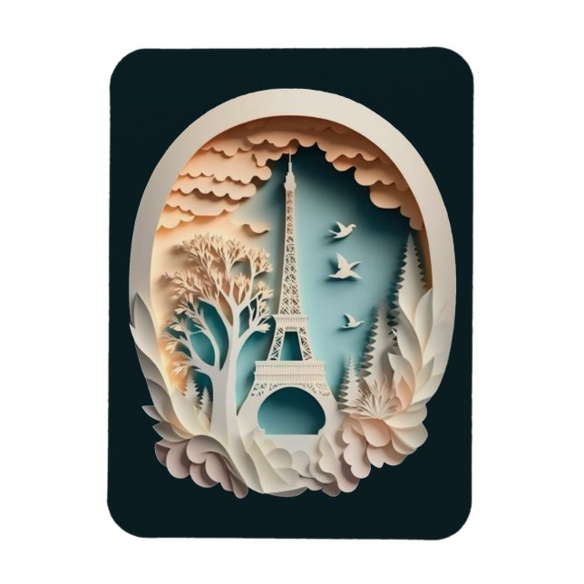 Paris Papercut Style Flexible Photo Magnet (Vertical)