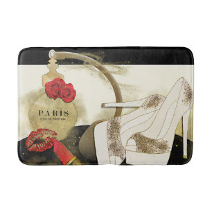 Paris Parfum Perfume Roses Heels & Lipstick Bath Mat