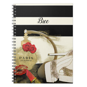 Paris Parfum Perfume Roses Heels & Lipstick Notebook