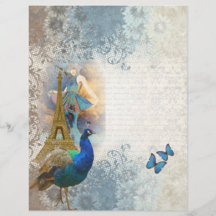 Paris peacock collage flyer