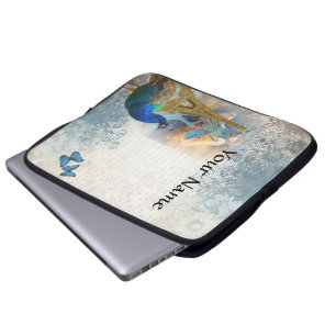 Paris peacock collage laptop sleeve