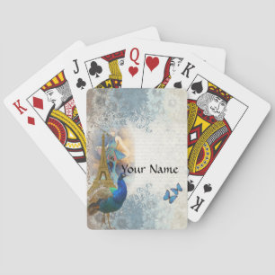 Paris peacock collage playing cards