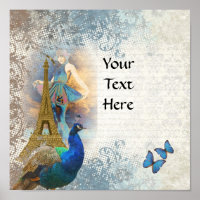 Paris peacock collage