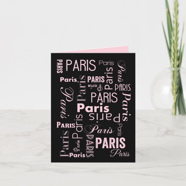 Paris pink, and black paris theme invitations  (Front)