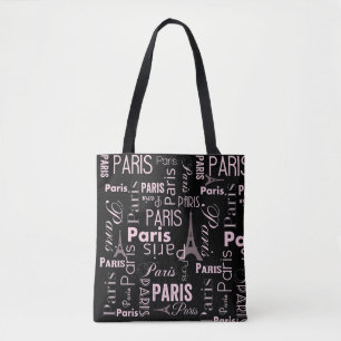 Paris pink, and black tote bag