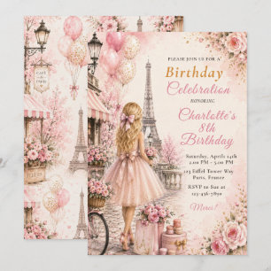 Paris Pink Birthday Party Invitation