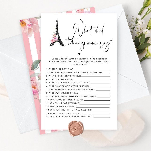Paris pink black What did the groom say game (Creator Uploaded)
