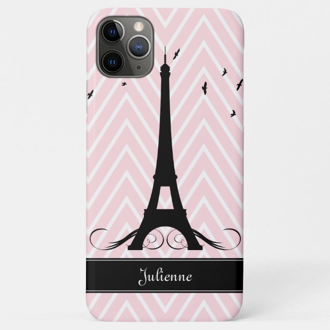Paris Pink Chevrons Eiffel Tower Case-Mate iPhone Case (Back)
