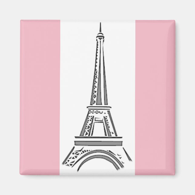 Paris Pink Eiffel Tower Theme Magnet (Front)