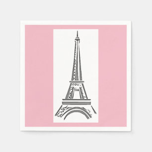 Paris Pink Eiffel Tower Theme Paper Napkins