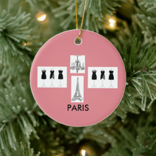 Paris Pink French Themed Christmas Ornament