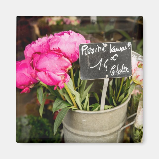 Paris Pink Market Flowers Photo Magnet (Front)