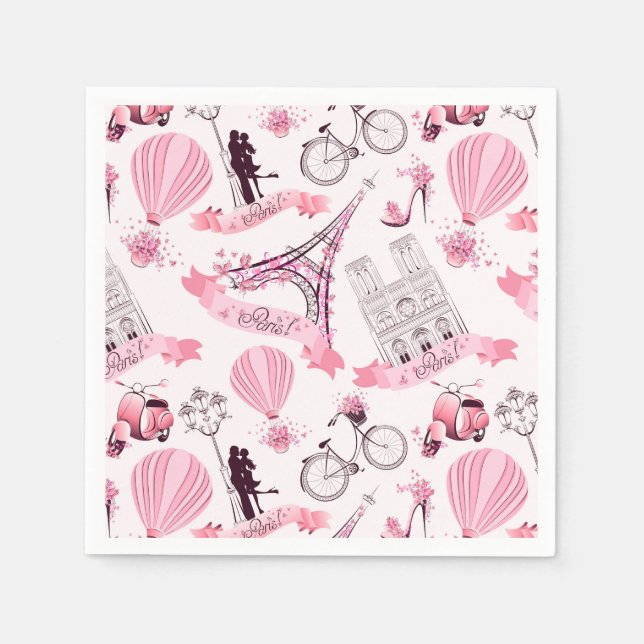 Paris Pink Paper Napkin (Front)