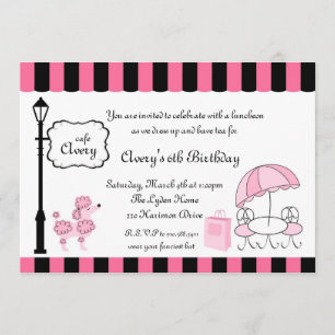 Paris Pink Poodle Eiffle Tower tea party bridal Invitation