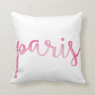 Paris - pink watercolor modern throw pillow